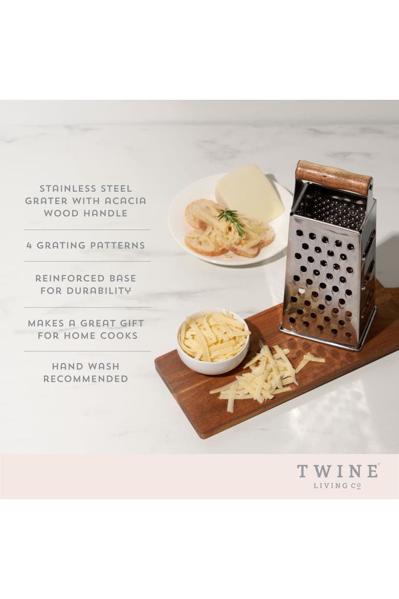 Acacia Wood Handled Cheese Grater, Alternate, color, Silver