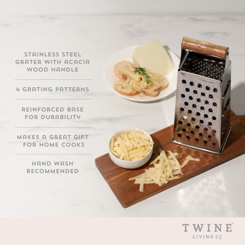 Twine Acacia Wood Handled Cheese Grater In Silver