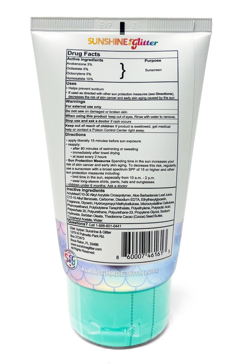 Kids' SeaStar Sparkle Mermaid Reef Safe Biodegradable Glitter Sunscreen SPF 50, Alternate, color, TEAL