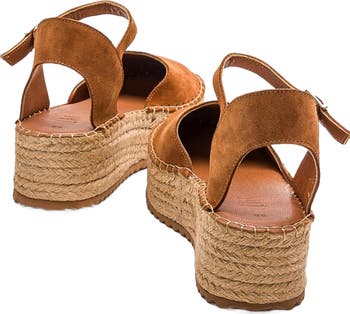 Viba Leather Espadrille Platform Wedge Sandals