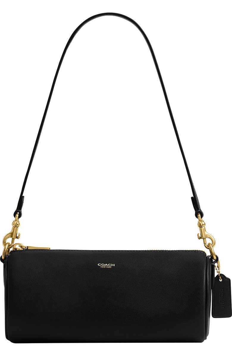 COACH Leather Barrel Bag, Main, color, Black