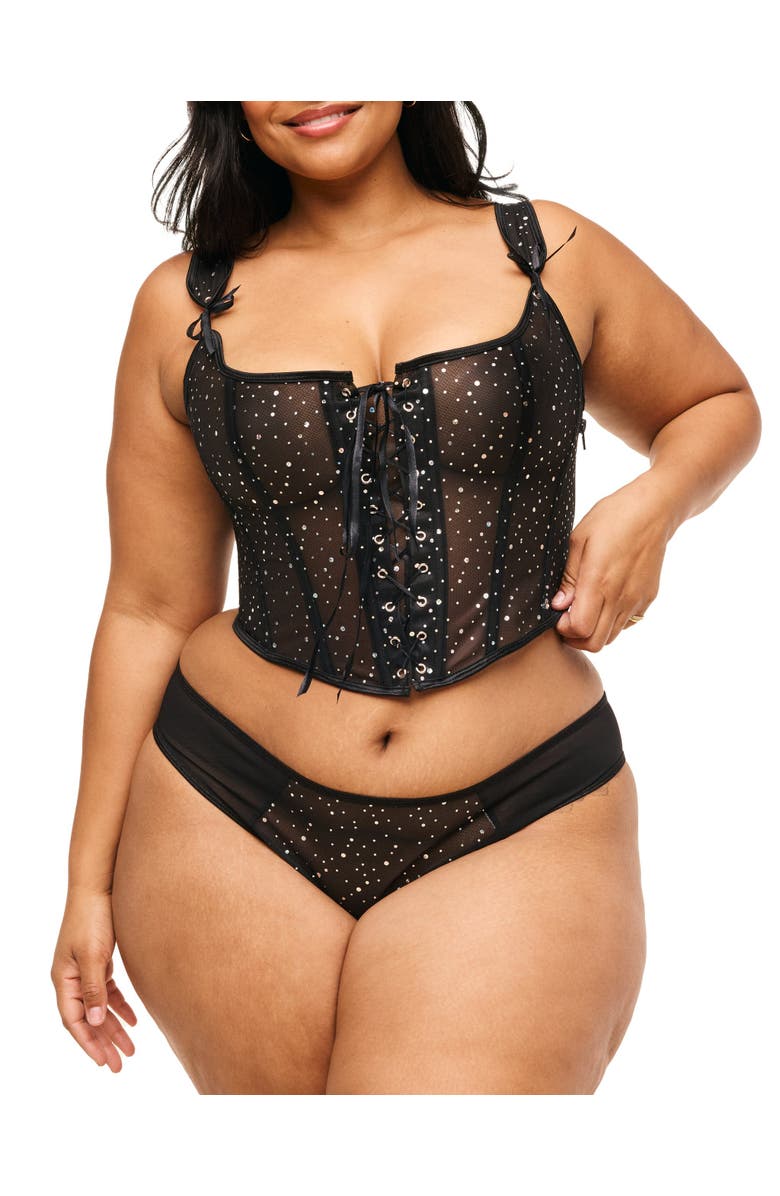 Adore Me Diamond Corset & Panty Set, Main, color, Black