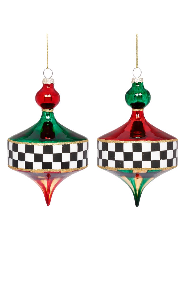 Mark Roberts Diamond Check Finial Ornament, Set of 6, Main, color, Green