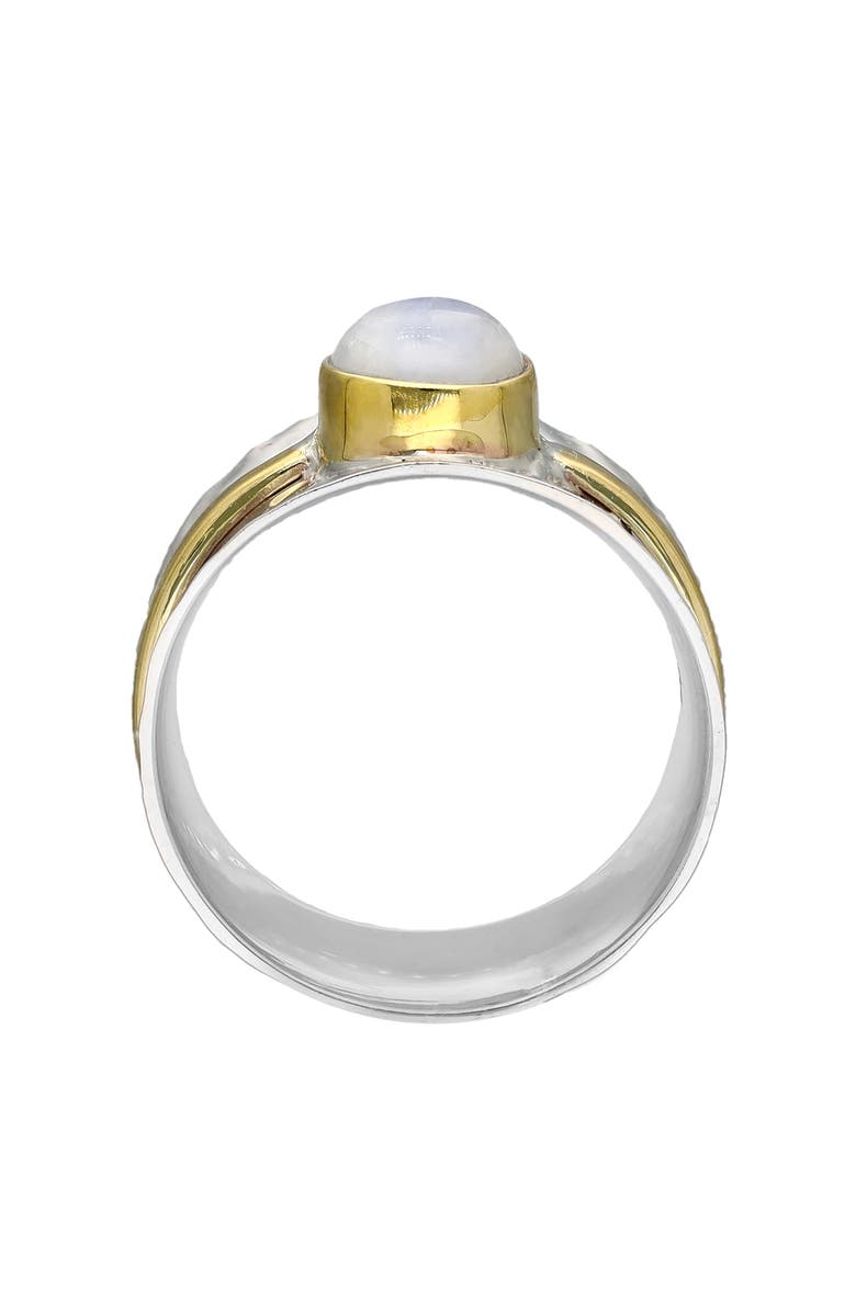 YS GEMS Two-Tone Moonstone Hammered Ring, Alternate, color, White