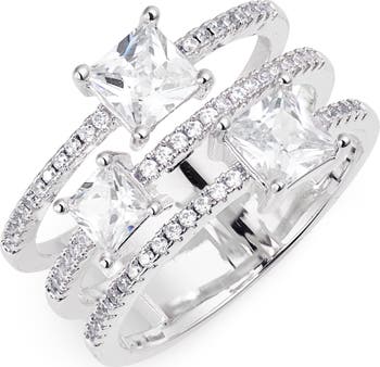 Nordstrom Triple Emerald Cut Cubic Zirconia Ring Nordstrom