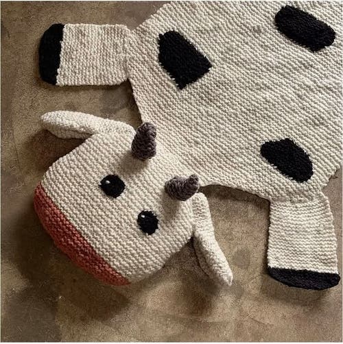 Finn & Emma Finn + Emma Organic Wool Play Mat + Nursery Rug | Cow In White