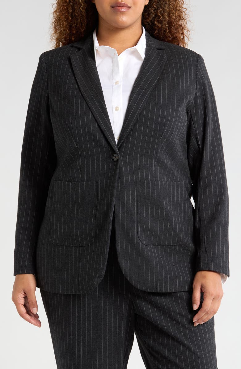 Universal Standard The Pinstripe Blazer, Alternate, color, Graphite