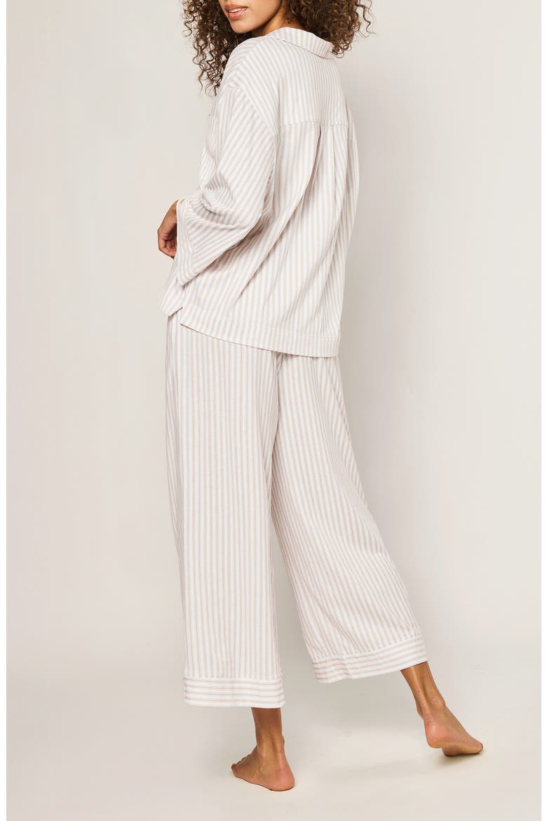 Olivia Striped Pima Cotton Pajamas, Alternate, color, BEIGE