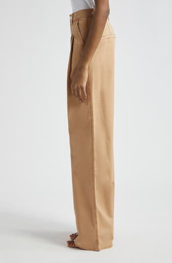 Mia Double Pleat Wide Leg Stretch Cotton Pants