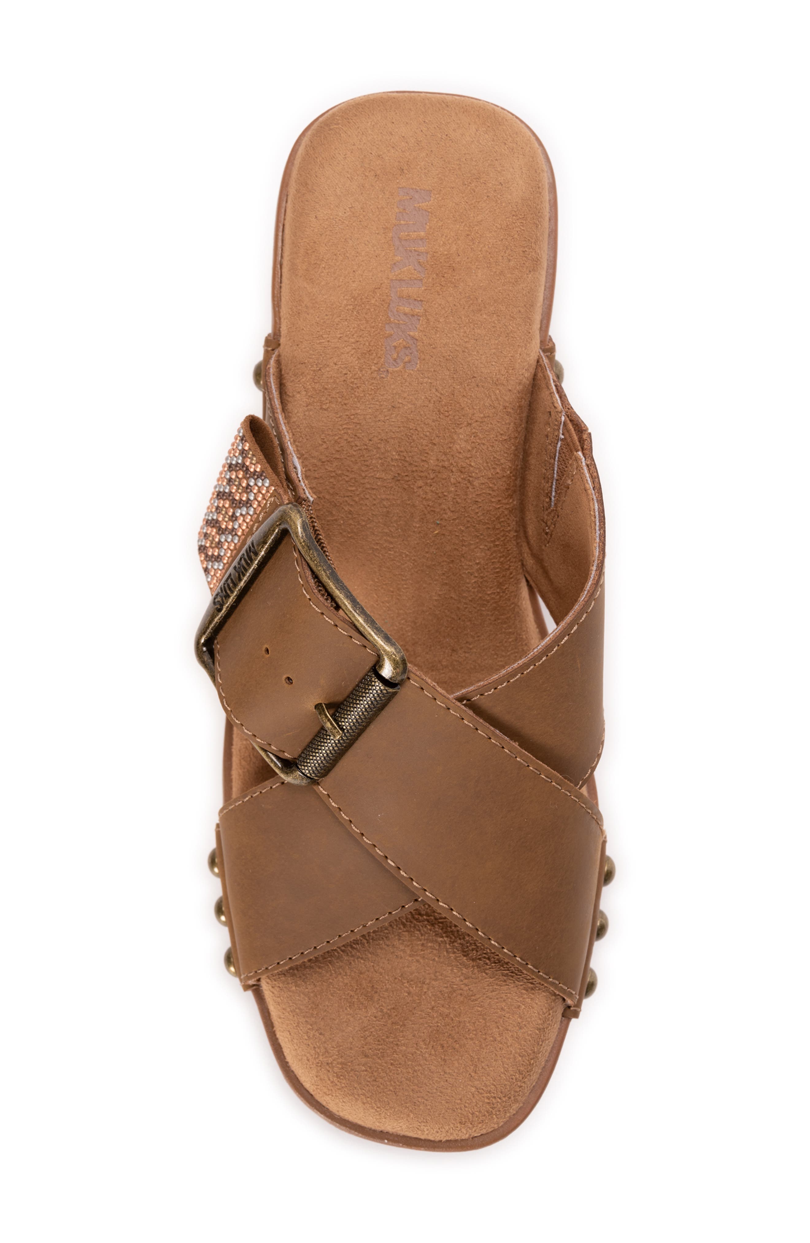 MUK LUKS Charlotte Platform Slide Sandal, Alternate, color, Brown