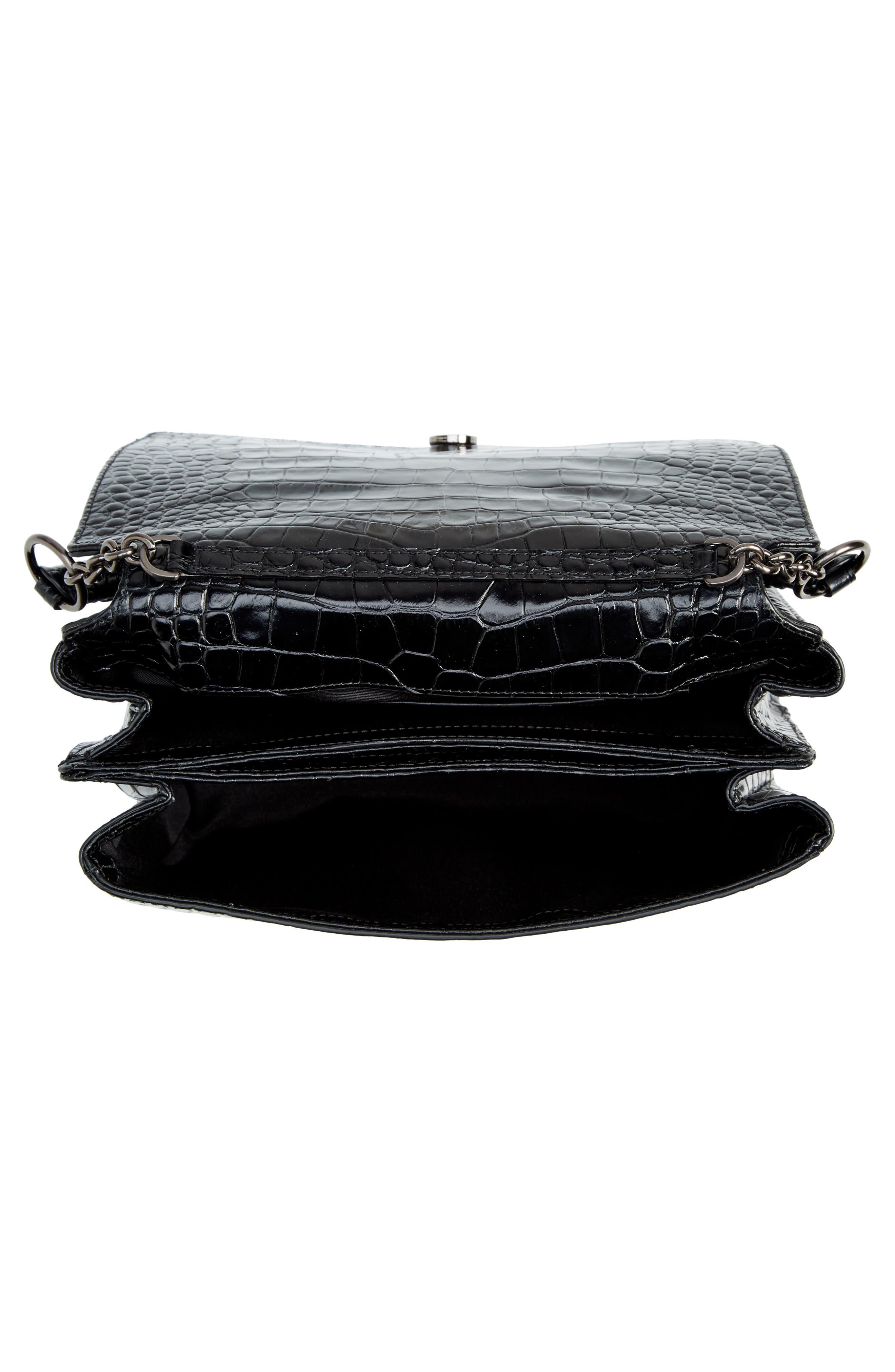 gu-de Medium Fame Croc Embossed Shoulder Bag, Alternate, color, 