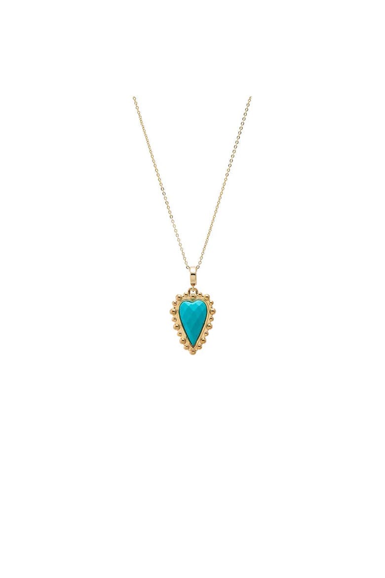 Natural Stone Elongated Heart Beaded Necklace, Main, color, Jade Green