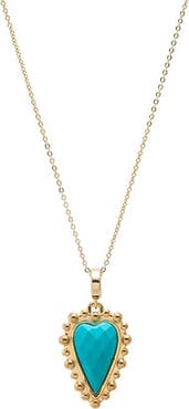 BY ADINA EDEN Natural Stone Elongated Heart Beaded Necklace