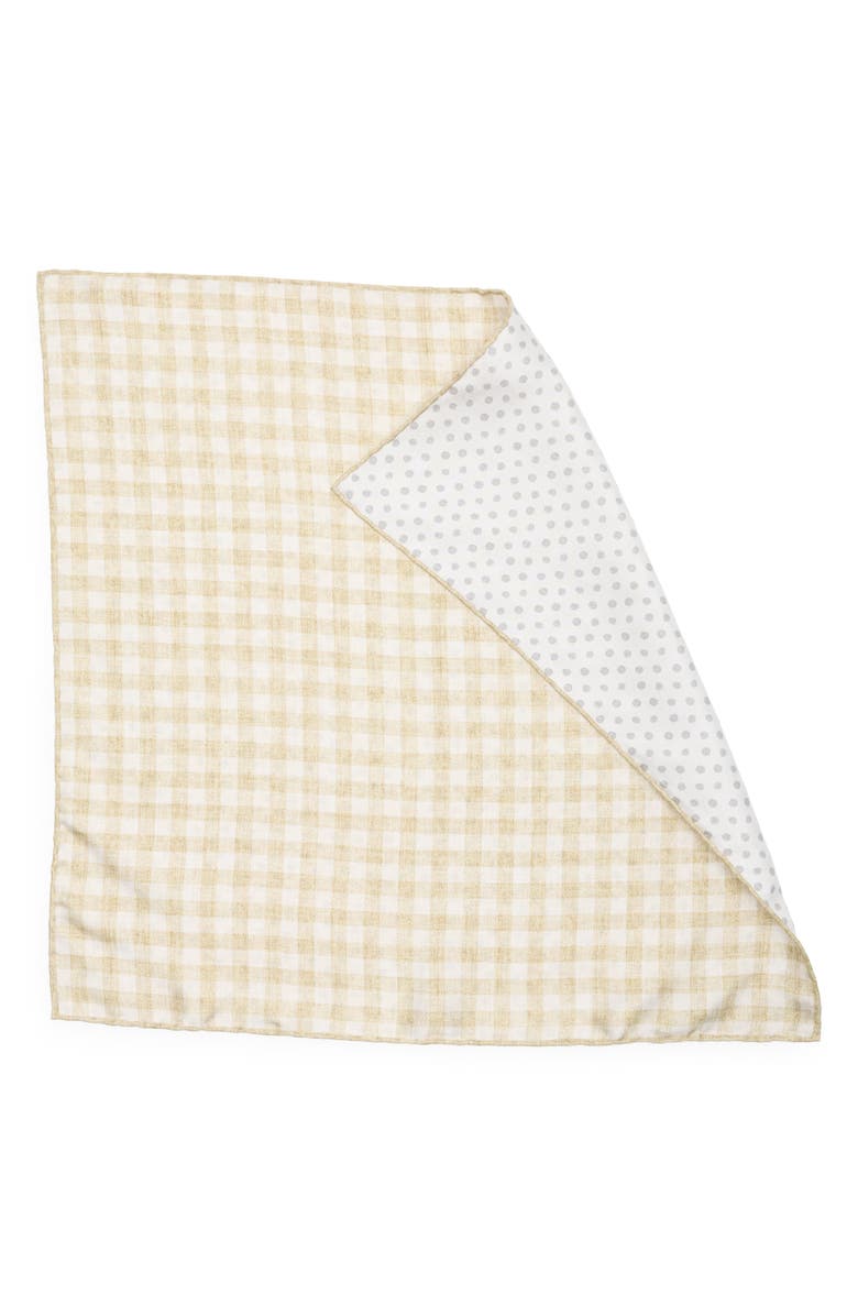 BOSS Gingham Silk Pocket Square, Alternate, color, Natural