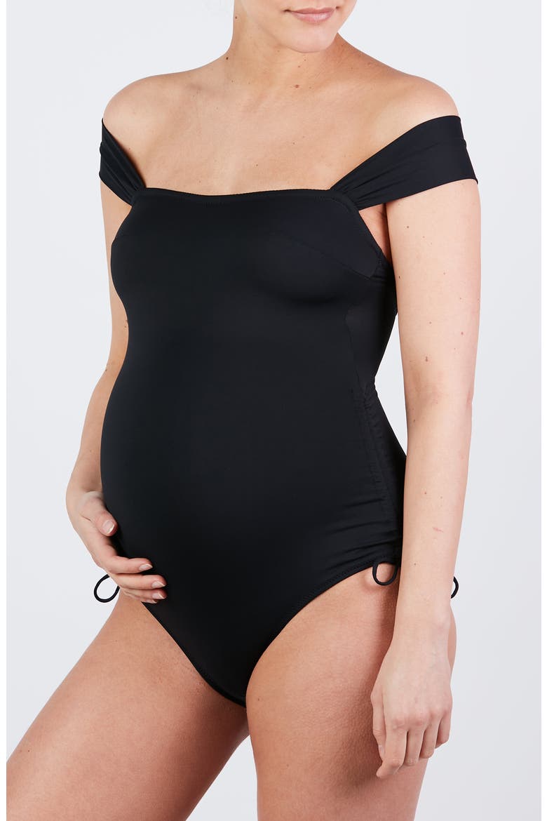 Toscane maternity swimwear, Alternate, color, BLACK