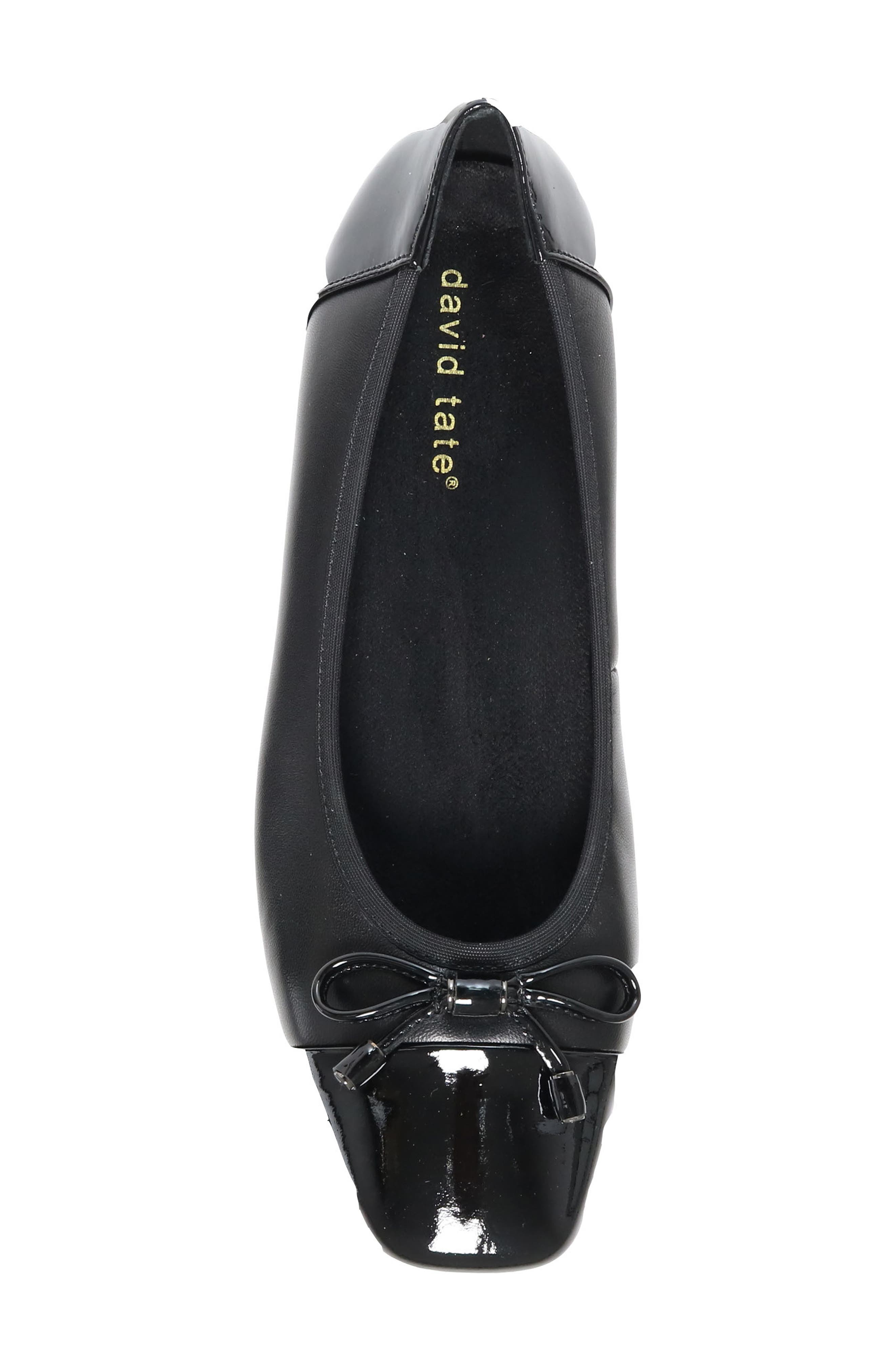 David Tate Alpha Square Toe Flat, Alternate, color, Black Nappa Patent