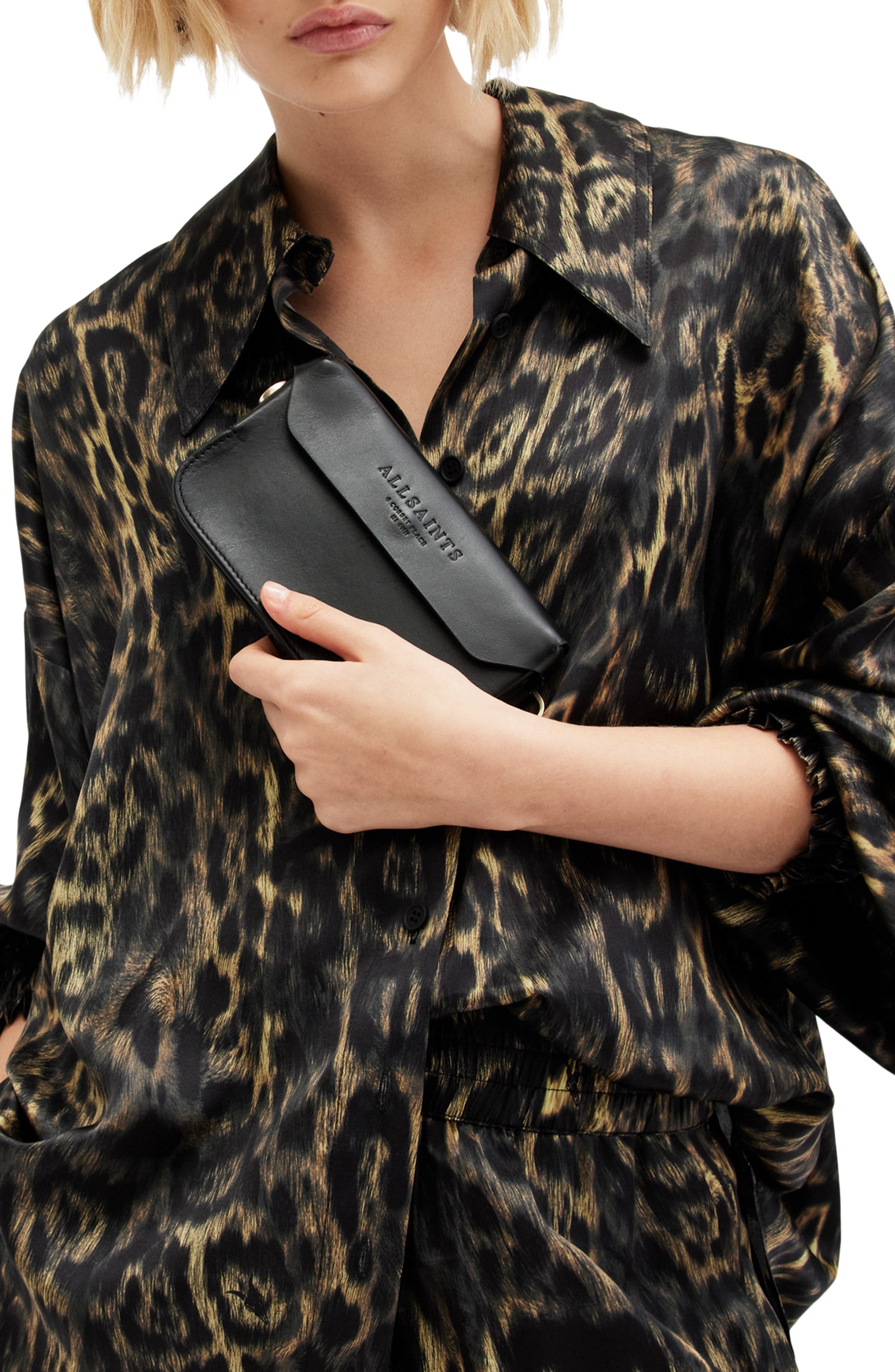 AllSaints Zoe Leather Crossbody Bag, Alternate, color, 