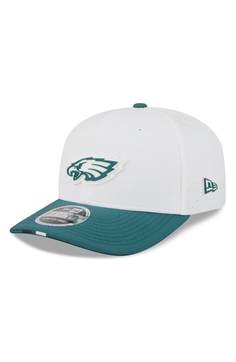 New Era Men's New Era White/Midnight Green Philadelphia Eagles 2025 NFL Training Camp 9SEVENTY Adjustable Hat, Main, color, White