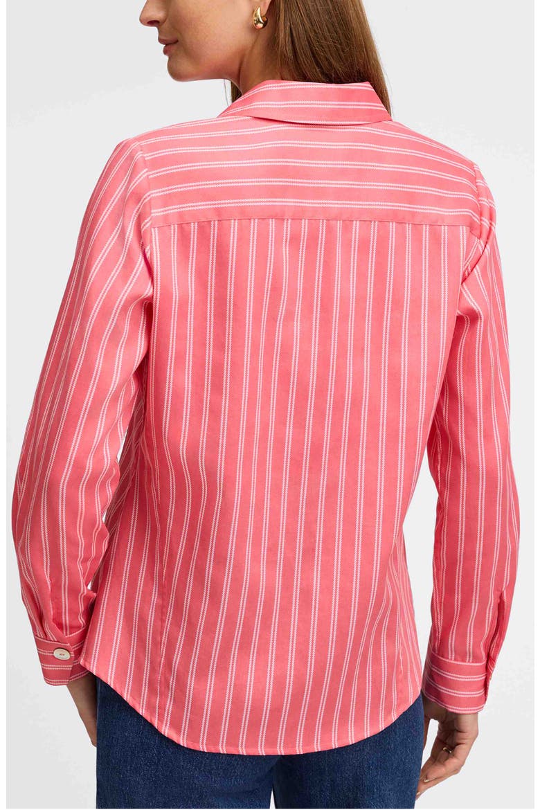 Paityn Stripe Cotton Button-Up Shirt, Alternate, color, SUNKISSED CORAL/ WHITE