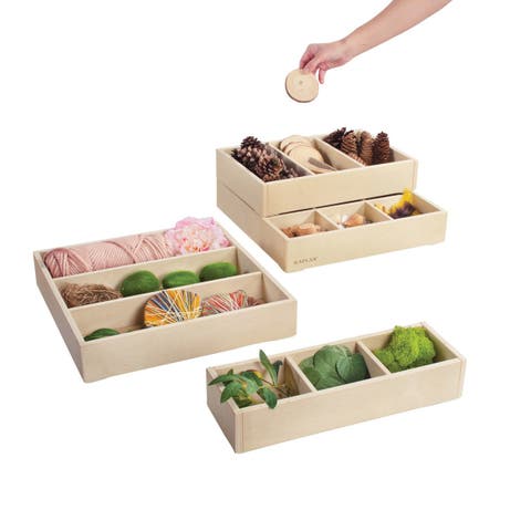 Loose Parts Stacking Wooden Trays - Set of 4