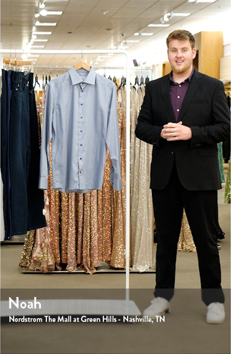 Slim Fit Textured Blue Dress Shirt, sales video thumbnail