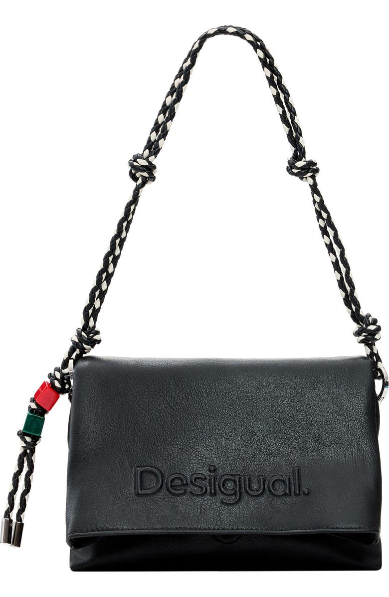 Desigual Logo Charm Crossbody Bag, Main, color, Black