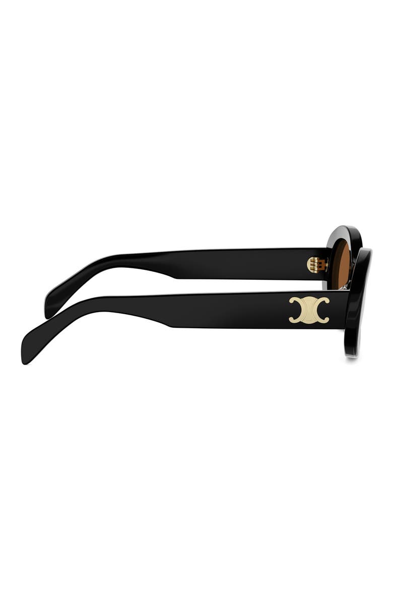 Triomphe 52mm Oval Sunglasses, Alternate, color, SHINY BLACK / ROVIEX