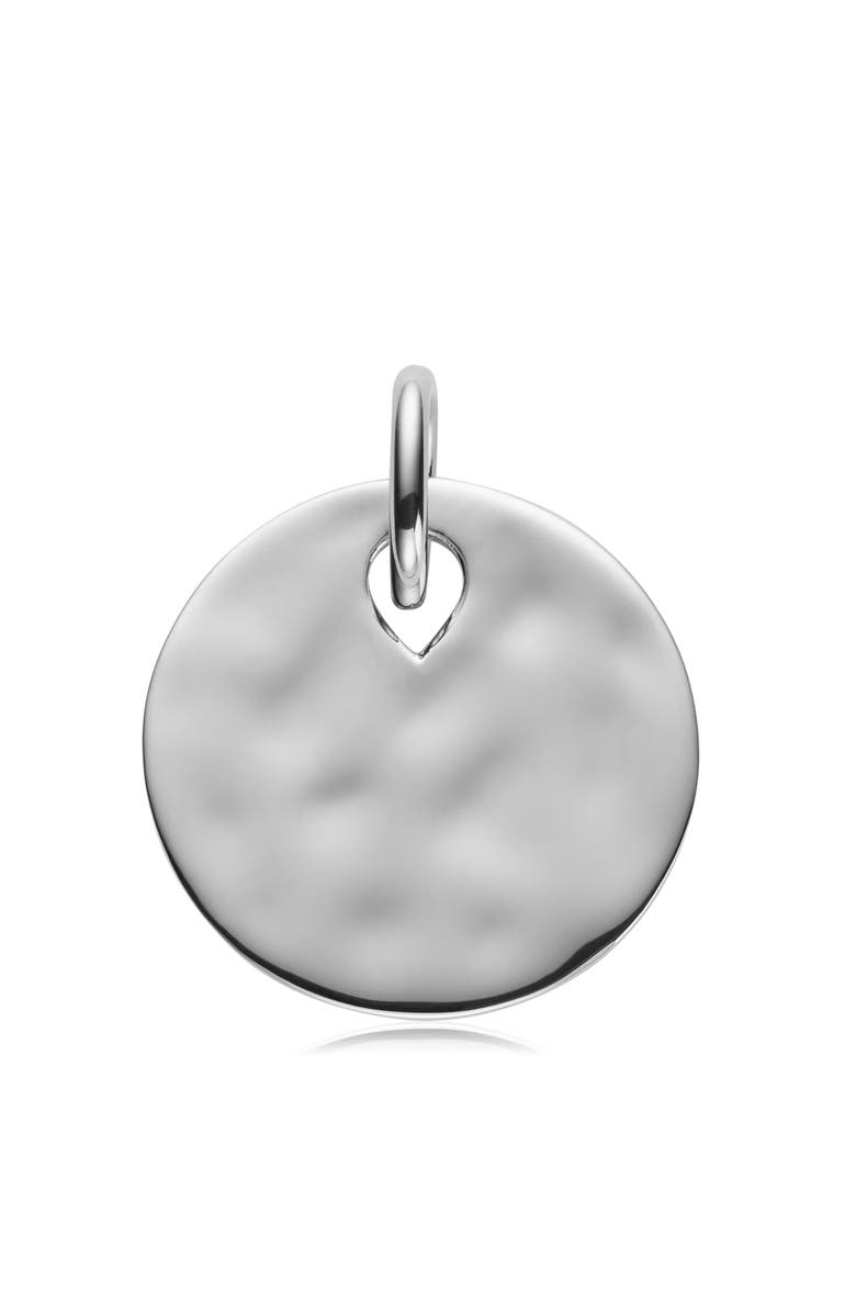 Monica Vinader Engravable Hammered Pendant Charm, Alternate, color, Silver