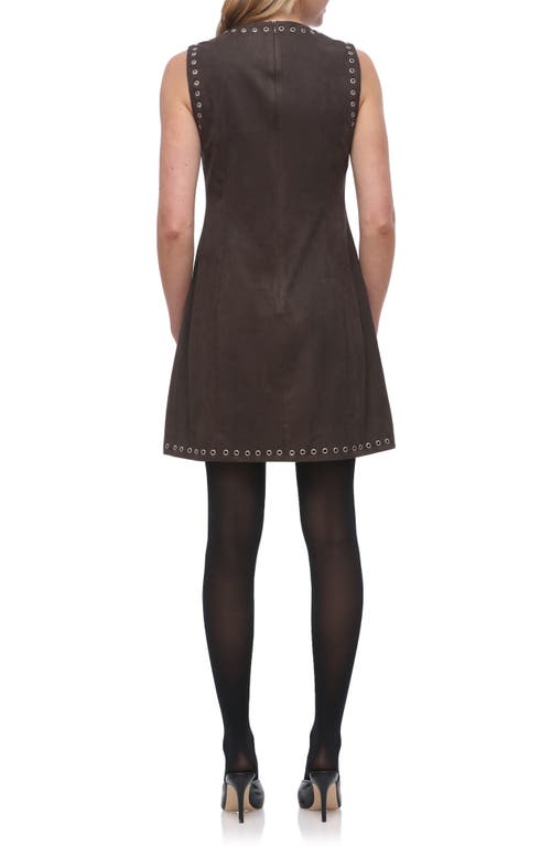 Bagatelle Grommet Sleeveless Faux Suede A-line Dress In Brown