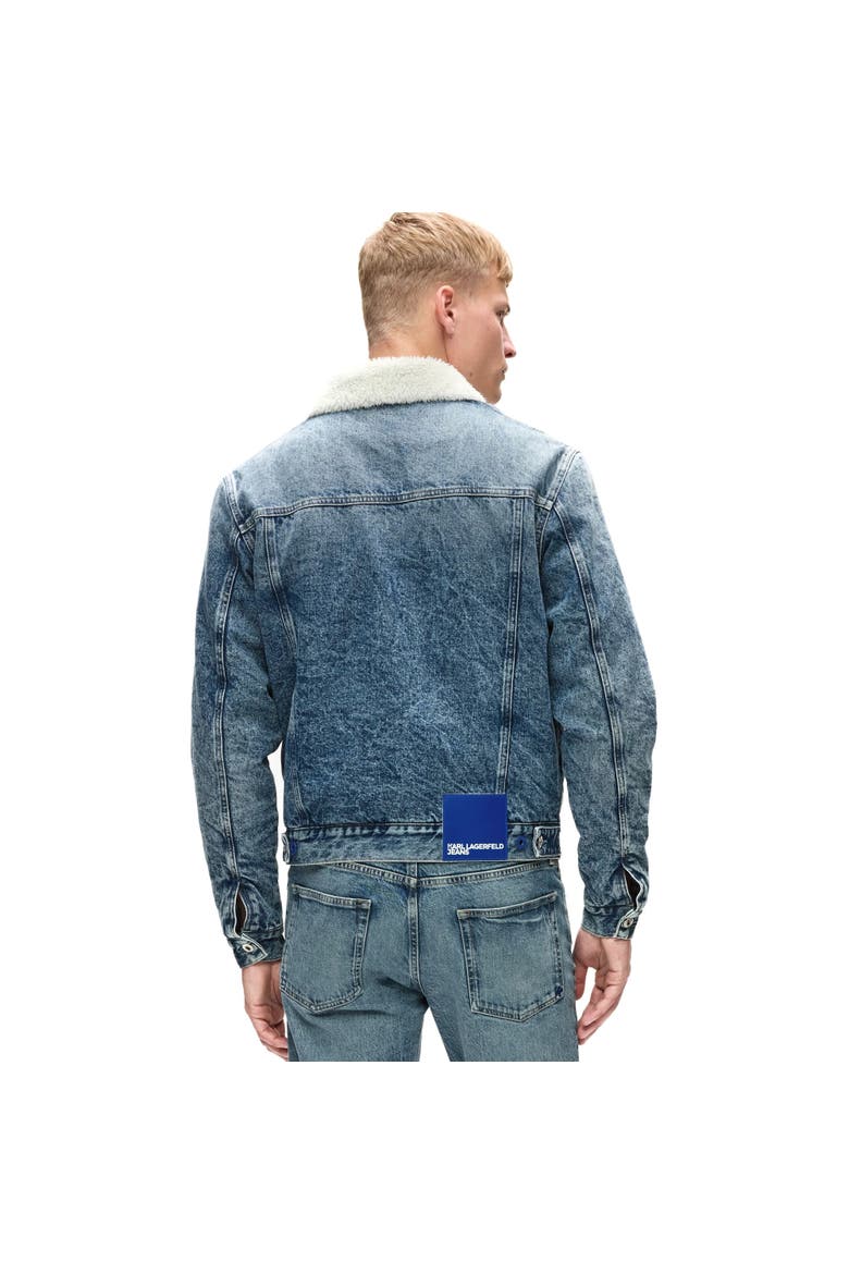 Men's Shearling Denim Jacket, Alternate, color, Washed Mid Blue