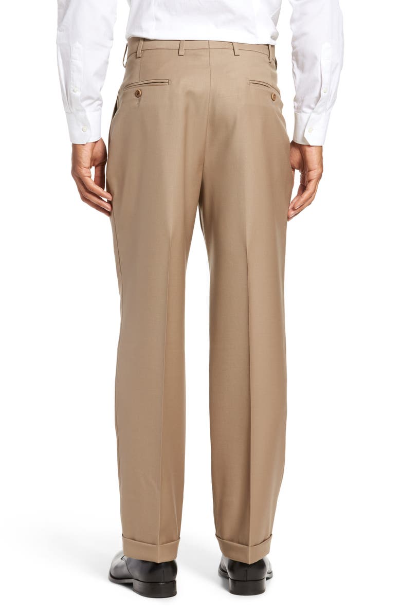 Zanella Bennett Straight Leg Pleated Dress Pants, Alternate, color, Dk Beige 1