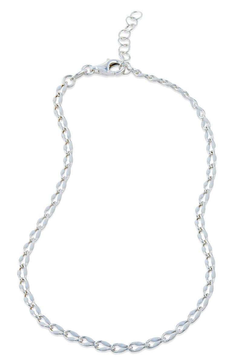 SAVVY CIE JEWELS Enamel Dot Chain Anklet, Main, color, Silver/White