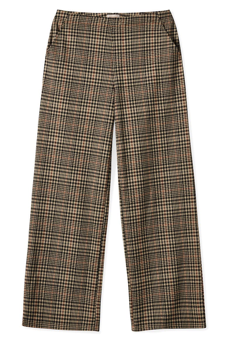 Ludlow High Waist Plaid Wide Leg Pants, Alternate, color, WINTER WHITE/ BLACK PLAID