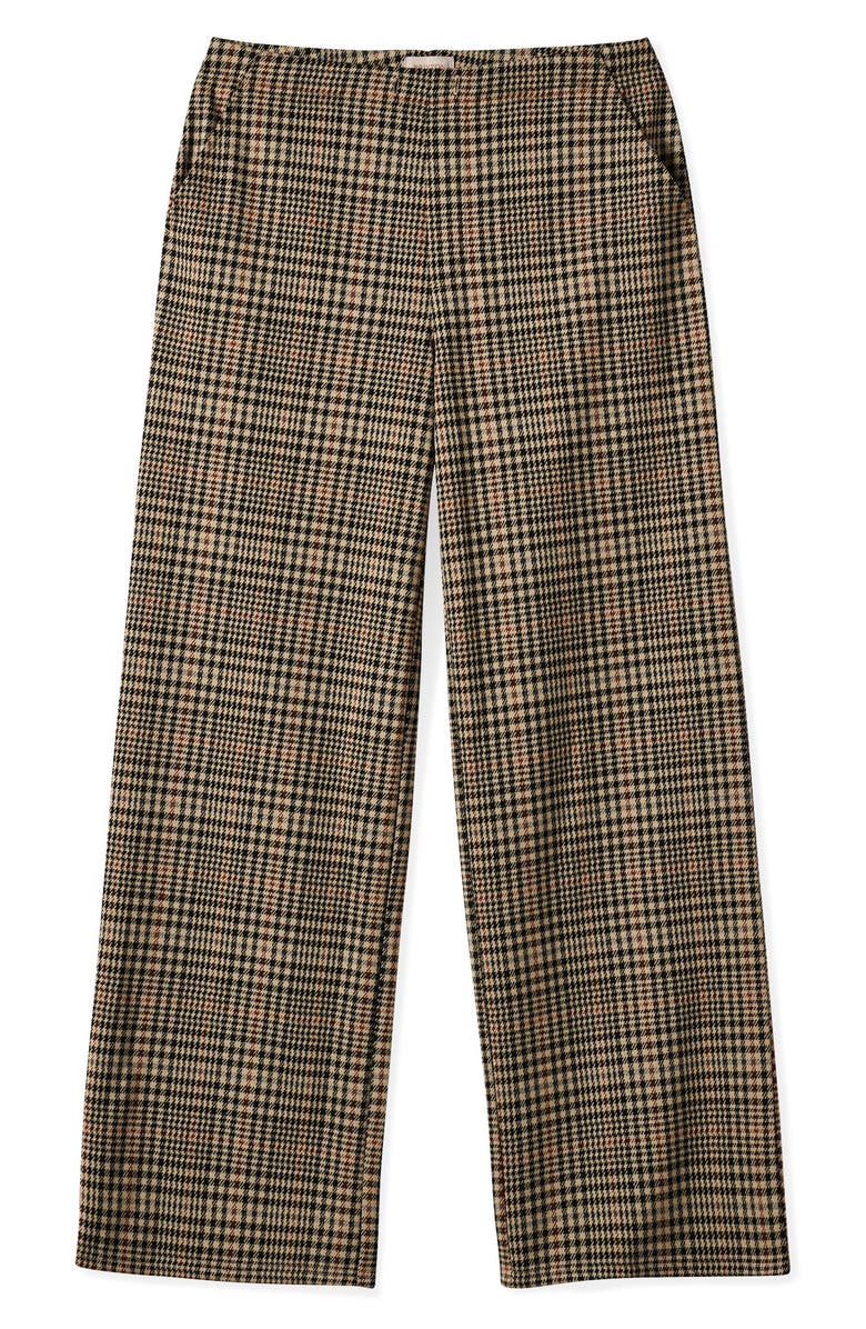 Brixton Ludlow High Waist Plaid Wide Leg Pants, Alternate, color, Winter White/ Black Plaid