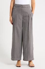 Adrianna Papell Belted Topstitch Wide Leg Pants
