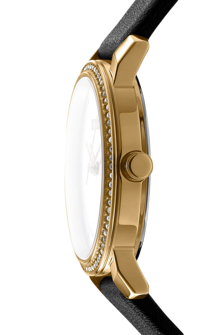 316L Leather Strap Watch, Alternate, color, BLACK