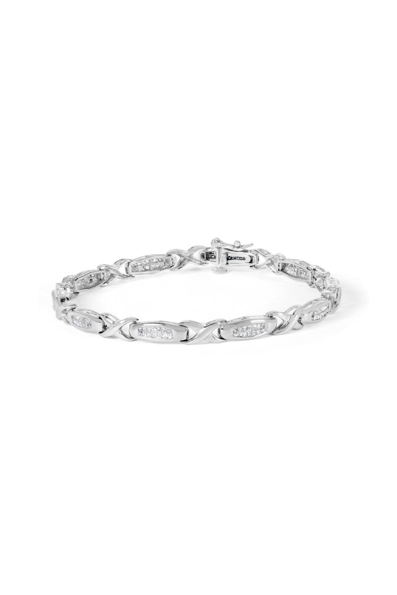 14K White Gold 1.0 Cttw Invisible-Set Princess Diamond Tennis Bracelet (H-I Color, SI1-SI2 Clarity) - 7", Main, color, White Gold