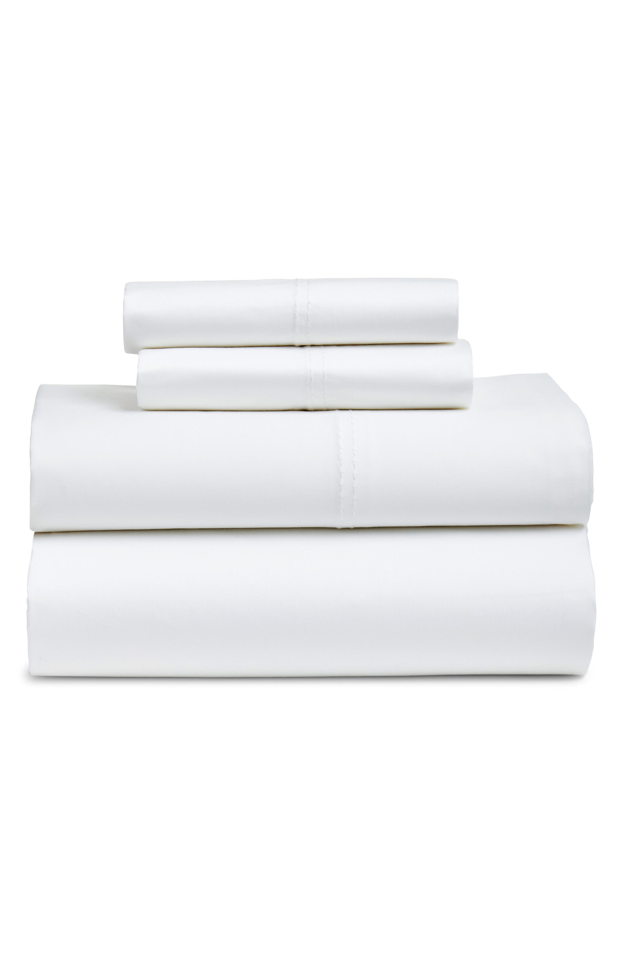 Nordstrom 400 Thread Count Organic Cotton Sateen Sheet Set - White, Queen