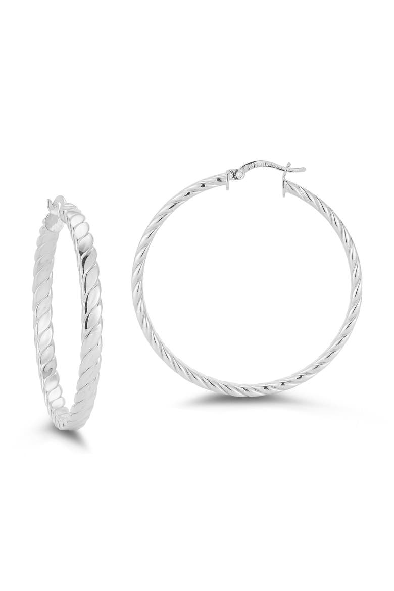 Twist Hoop Earrings, Main, color, SILVER
