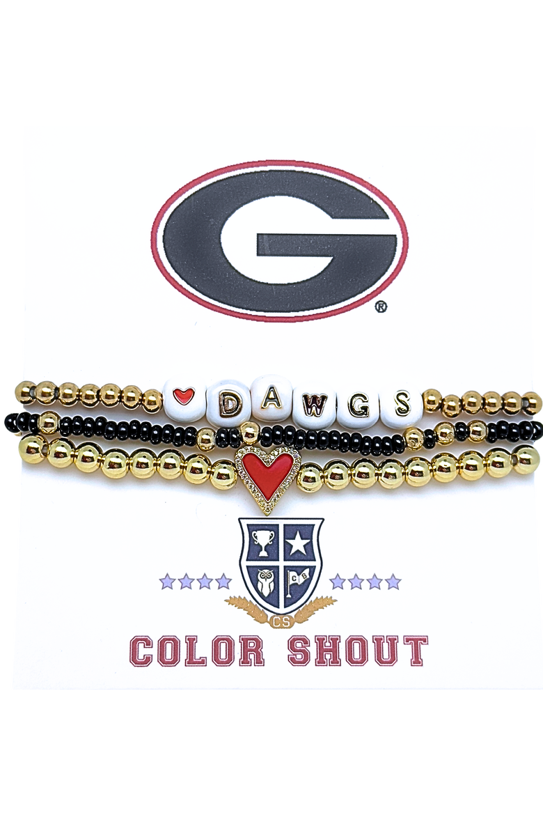 Georgia Bulldogs Love My College Bracelet Stack, Main, color, Yellow Gold