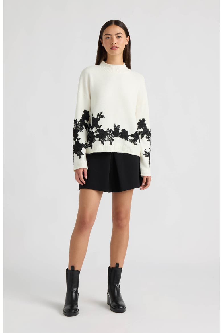 Mock Neck Lace Appliqu Sweater, Alternate, color, MARSHMALLOW