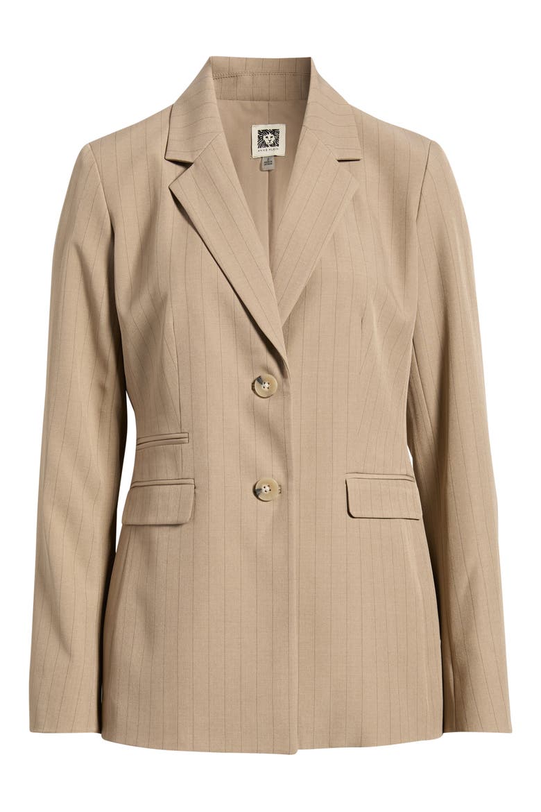 Pinstripe Two-Button Blazer, Alternate, color, NATURAL CLAY/ ANNE BLACK