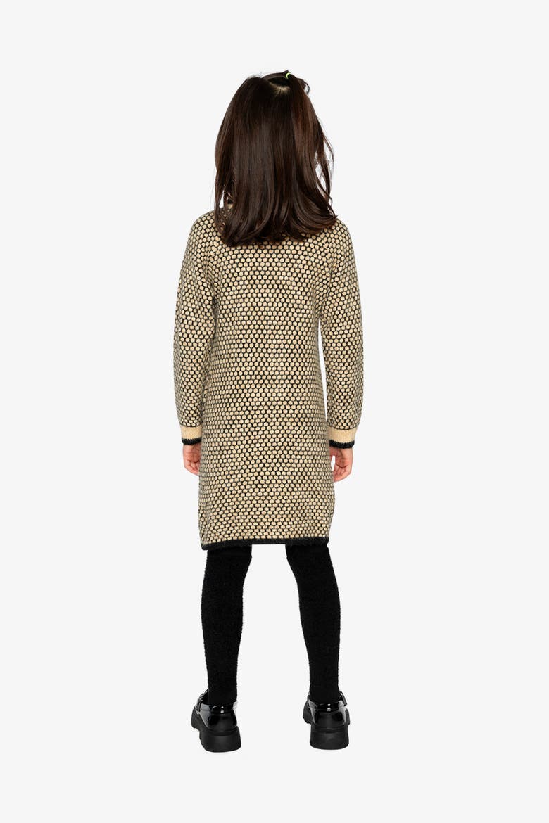 Knit Collar Honeycomb Floral Embroidery Dress, Alternate, color, Beige and Black