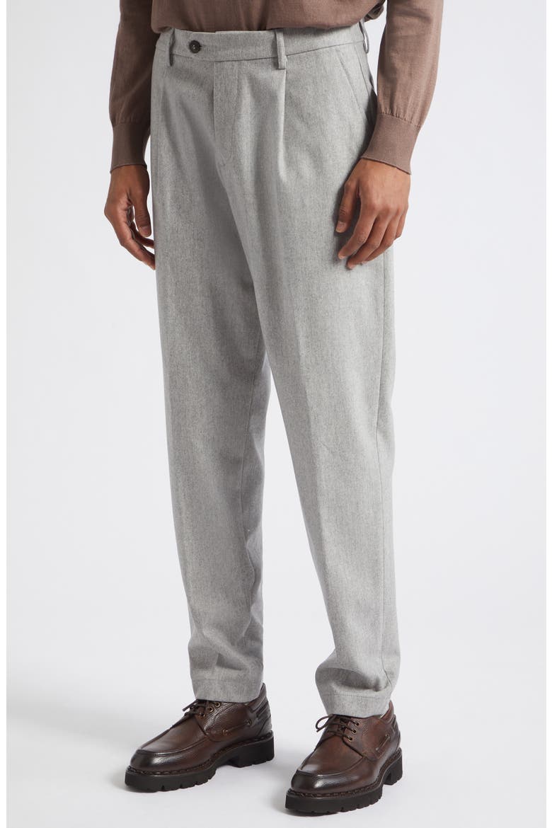 Relaxed Fit Pleated Wool & Cashmere Trousers, Alternate, color, 13 LT MELANGE GRAY