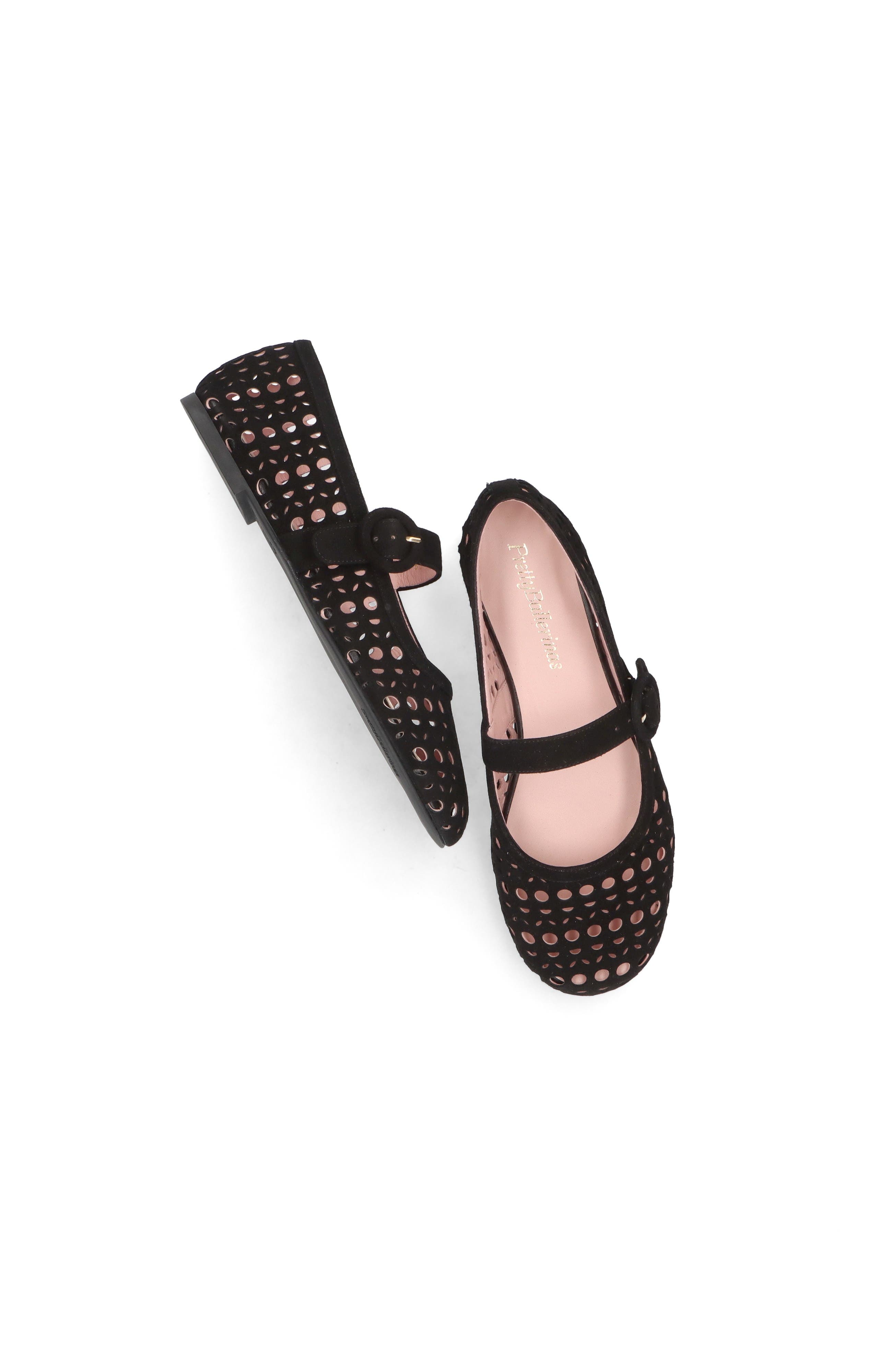 Pretty Ballerinas Suede Die Cut Mary Jane, Alternate, color, Black