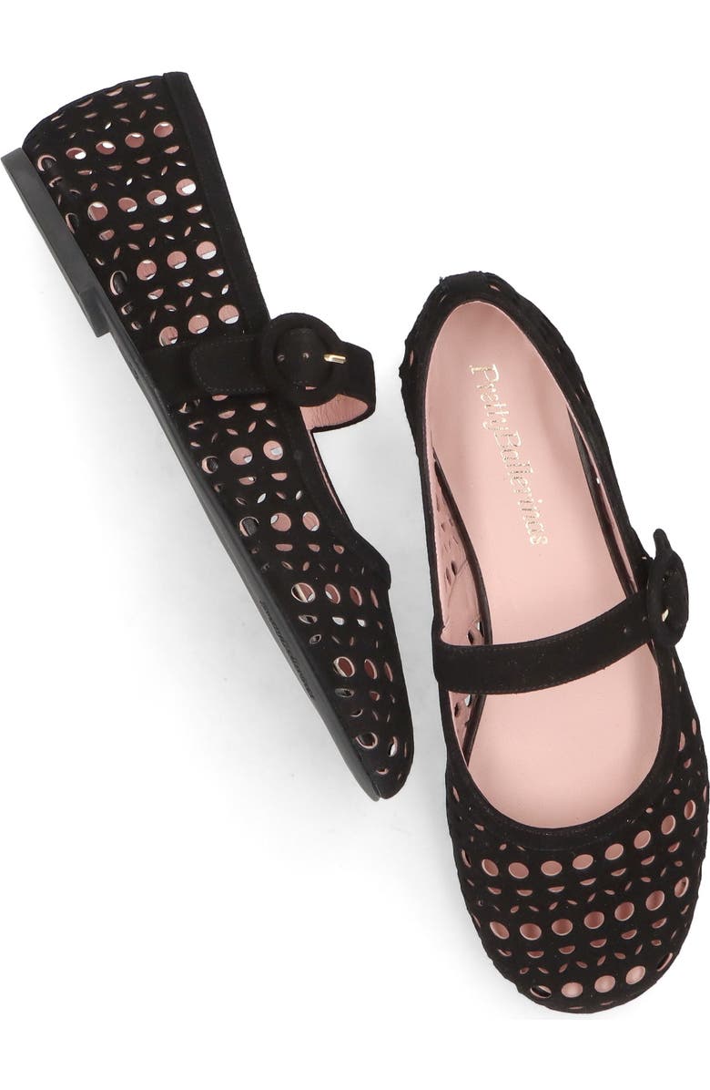 Pretty Ballerinas Suede Die Cut Mary Jane, Alternate, color, Black