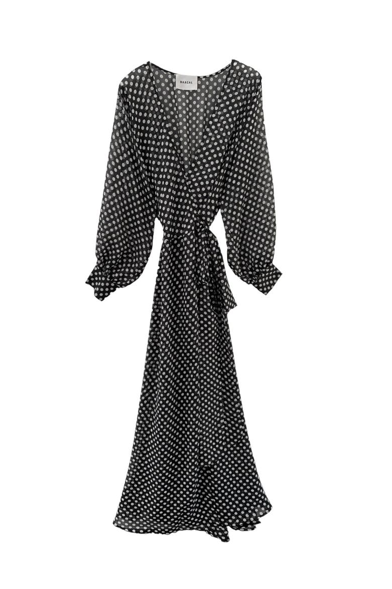 Maxi Wrap Dress, Alternate, color, Black white