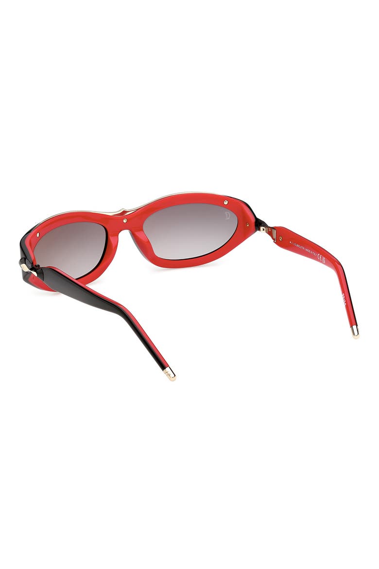 58mm Gradient Oval Sunglasses, Alternate, color, BLACK RED / SMOKE ZEISS
