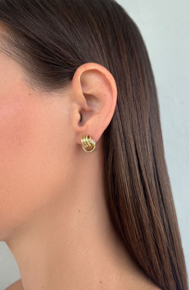 Adornia Maeve 14K Gold Plated Interlocking Circle Stud Earrings, Alternate, color, Gold
