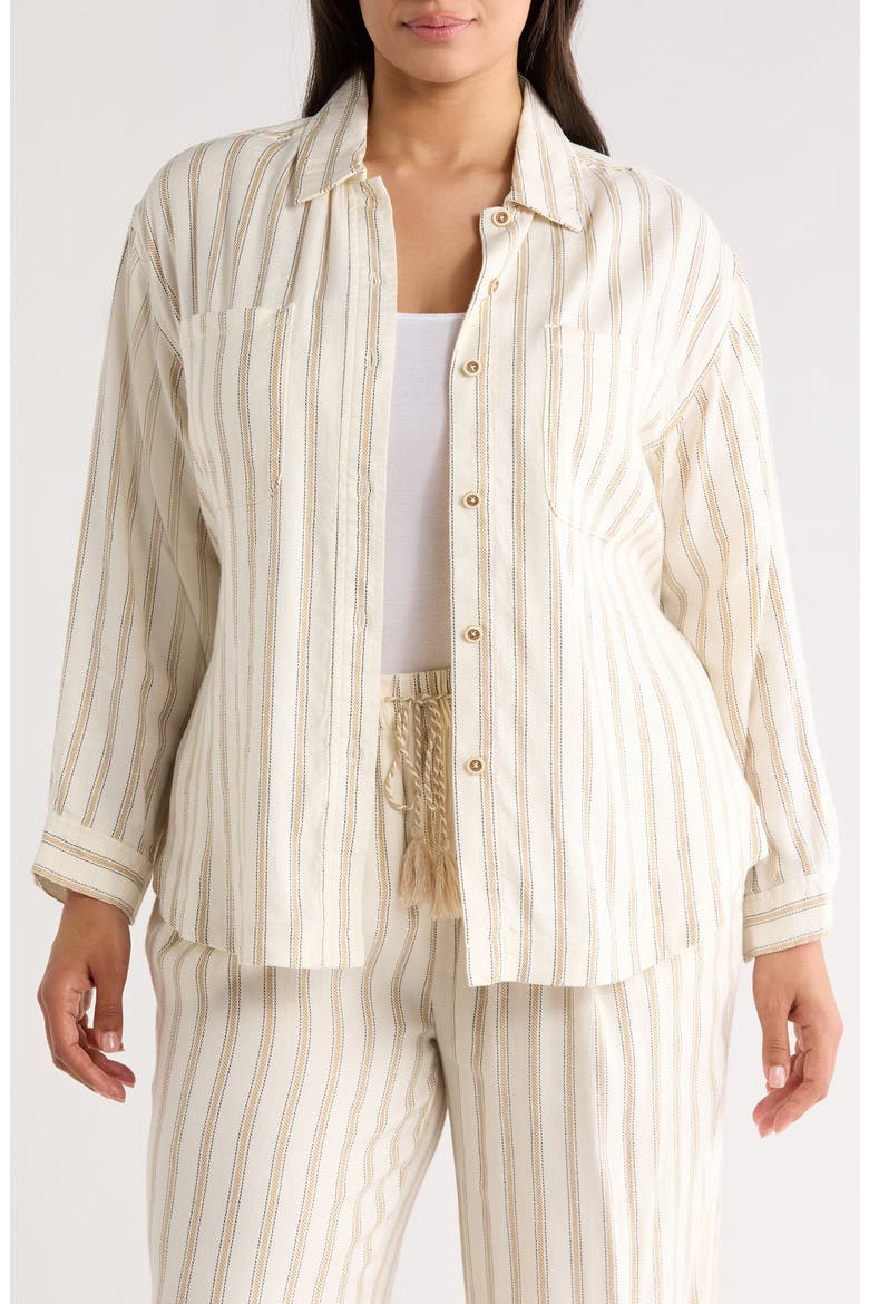 Stripe Belted Shacket, Alternate, color, CREAM/ TAN RG STRIPE